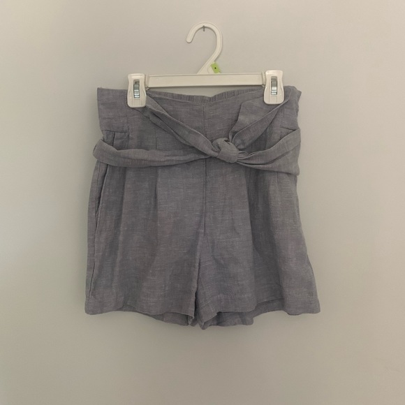 Dynamite Grey Paperbag Linen Shorts - Picture 1 of 5